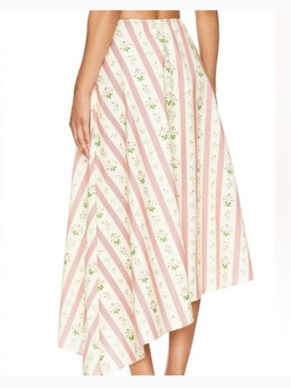 Anthropology WeWoreWhat Asymmetrical Floral Midi Skirt Size 10 Floral Striped